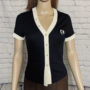 NWT- VHNY Black and Cream Button-Down Shirt